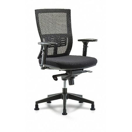 BLUE RIDGE ERGONOMICS Desk Chair, Mesh, 18-1/2" to 21-1/2" Height, Adjustable Arms, Black BR-MOD-MDHCH-RG-C2-A2-RG