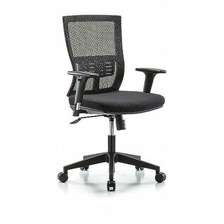BLUE RIDGE ERGONOMICS Desk Chair, Mesh, 18-1/2" to 21-1/2" Height, Adjustable Arms, Black BR-MOD-MDHCH-RG-C1-A1-RC