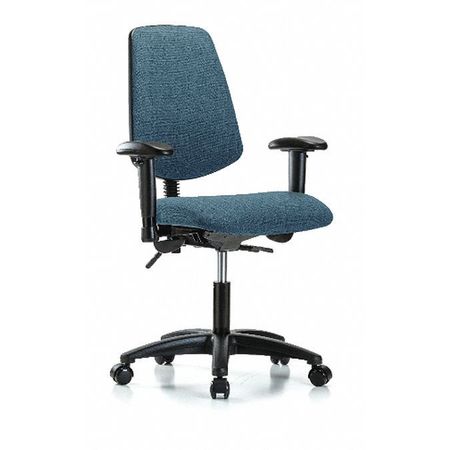 BLUE RIDGE ERGONOMICS Desk Chair, Fabric, 19" to 24" Height, Adjustable Arms, Blue BR-FDHCH-MB-RG-T0-A1-RC-F43
