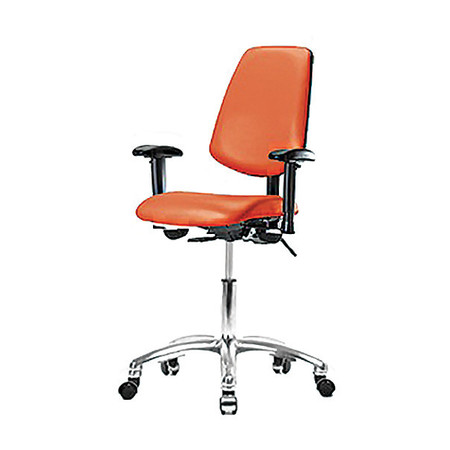 BLUE RIDGE ERGONOMICS Desk Chair, Vinyl, 18" to 23" Height, Adjustable Arms, Orange Kist BR-VDHCH-MB-CR-T1-A1-CC-8613