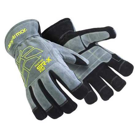 HEXARMOR Glove, Cow Leather, 76W, Grey/Blck, PR, XL 8180-XL (10)