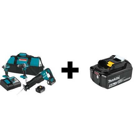 MAKITA Cordless Combination Kit, 18V DC, 3 Tools XT328M/BL1850B