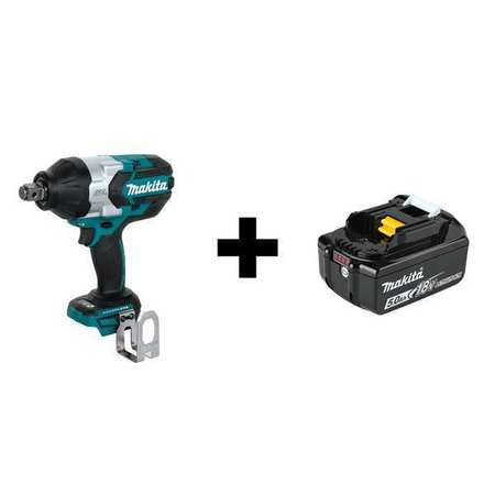 MAKITA Impact Wrench, 18V DC, Brushless Motor XWT07Z/BL1850B