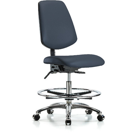 Bench Chair, Vinyl, Med, Bk, CF, Cast, Navy, Arm Style: No Arms -  BLUE RIDGE ERGONOMICS, BR-VMBCH-MB-CR-T1-A0-CF-CC-8582