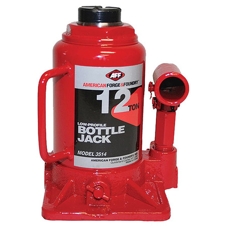 AMERICAN FORGE & FOUNDRY Bottle Jack, 12 ton, Max Lift 13" H 3514