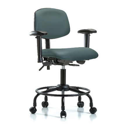 BLUE RIDGE ERGONOMICS Bench Chair, RT Tilt, AA Cast, Vinyl, Blu BR-VMBCH-RT-T1-A1-RC-8546