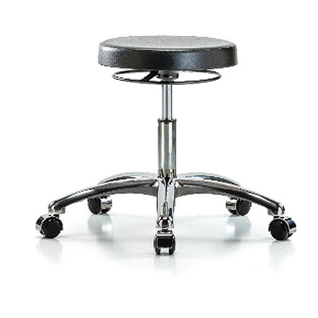 BLUE RIDGE ERGONOMICS Desk Stool, Chrome, Poly, Casters BR-PDHSO-CR-CC