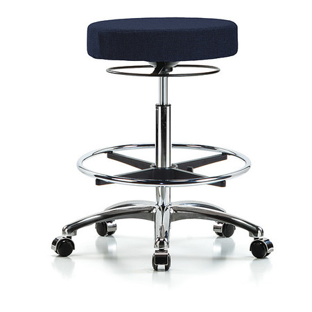 BLUE RIDGE ERGONOMICS Bench Stool, Hi, Fabric, Chrom, CF, Cstr, Nav BR-FHBSO-CR-CF-CC-F45