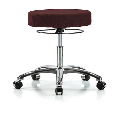 BLUE RIDGE ERGONOMICS Desk Stool, Chrome, Fabric, Casters, Bur BR-FDHSO-CR-CC-F41