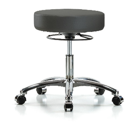 BLUE RIDGE ERGONOMICS Desk Stool, Vinyl, Chrome, Casters, Gry BR-VDHSO-CR-CC-8605