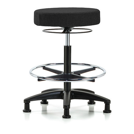 BLUE RIDGE ERGONOMICS Bench Stool, Hi, Fabric, CF, Glides, Blk BR-FHBSO-RG-CF-RG-F42