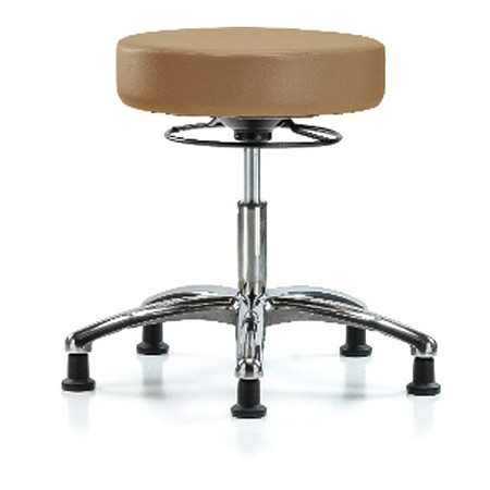 BLUE RIDGE ERGONOMICS Desk Stool, Vinyl, Chrome, Glides, Taupe BR-VDHSO-CR-RG-8584