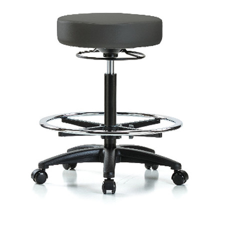 BLUE RIDGE ERGONOMICS Bench Stool, Hi, Vinyl, CF, Casters, Gry BR-VHBSO-RG-CF-RC-8605