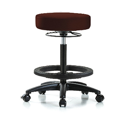 BLUE RIDGE ERGONOMICS Bench Stool, Hi, Vinyl, BF, Casters, Burg BR-VHBSO-RG-BF-RC-8569