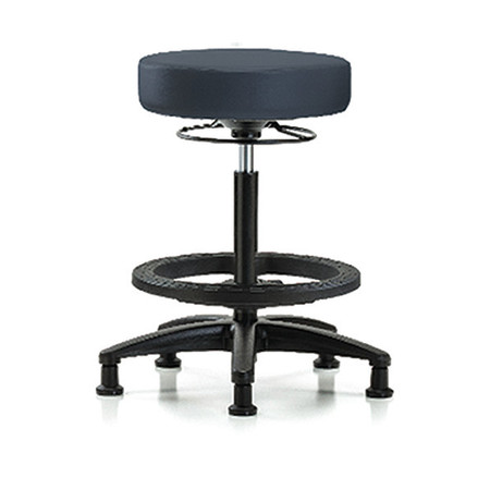 BLUE RIDGE ERGONOMICS Bench Stool, Hi, Vinyl, BF, Glides, Nav BR-VHBSO-RG-BF-RG-8582