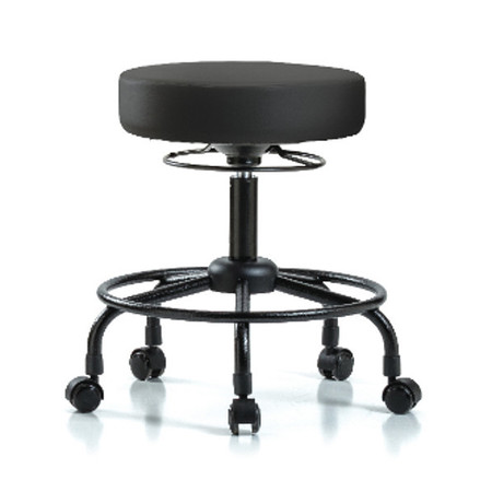 BLUE RIDGE ERGONOMICS Bench Stool, Med, Vinyl, RT, Casters, BLK BR-VMBSO-RT-RC-8540