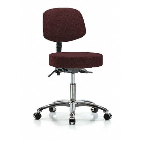 BLUE RIDGE ERGONOMICS Desk Stool, Fabric, Bk Chrome, Casters, Bur BR-FDHST-CR-T0-CC-F41