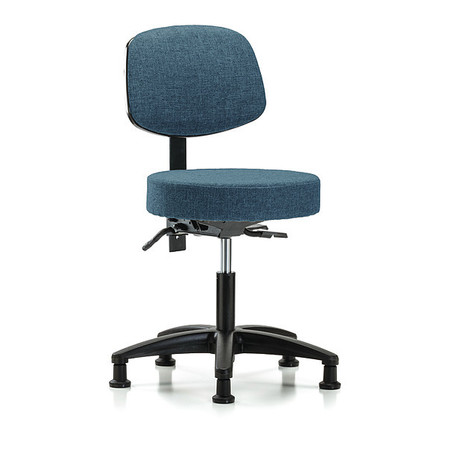 BLUE RIDGE ERGONOMICS Desk Stool, Fabric, Bk, Tilt Glides, Blu BR-FDHST-RG-T1-RG-F43