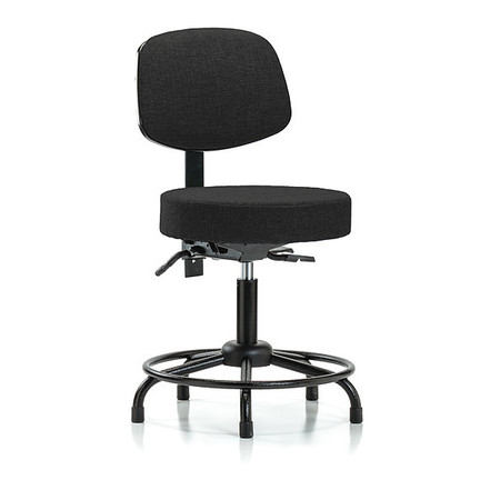 BLUE RIDGE ERGONOMICS Desk Stool, Fab, Bk, RT, Tilt, Glides, Blk BR-FDHST-RT-T1-RG-F42