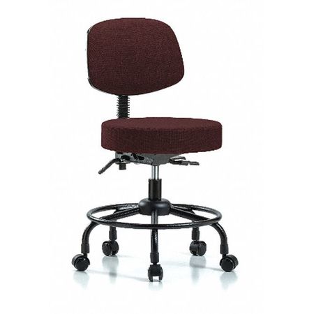 BLUE RIDGE ERGONOMICS Desk Stool, Fab, Bk, RT, Tilt, Casters, Bur BR-FDHST-RT-T1-RC-F41