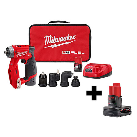 MILWAUKEE TOOL Cordless Drill/Driver Kit, 3/8 in Chuck 2505-22, 48-11-2460