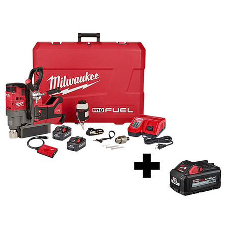 MILWAUKEE TOOL M18 FUEL 1-1/2" Lineman Magnetic Drill High Demand Kit, Includes Battery/Charger 2788-22HD, 48-11-1865