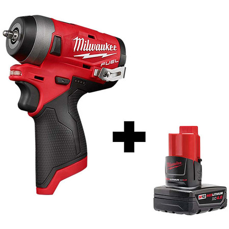 Milwaukee Tool Impact Wrench, Cordless, 12V DC, 3200 RPM 2552-20, 48-11-2440