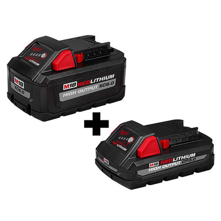 Milwaukee Tool Battery, 8.0Ah, 3.0Ah, 2 Batteries, 18V DC 48-11-1880, 48-11-1835