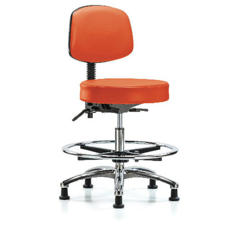 BLUE RIDGE ERGONOMICS Ben Stool, Med, Vinyl, Bk, CF, Gld, Orange BR-VMBST-CR-T0-CF-RG-8613