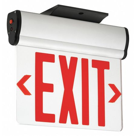 DUAL-LITE Edge-Lit Exit Sign, LED, Battery BackUp, Rd, CELS1RNE CELS1RNE