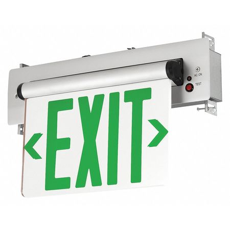 DUAL-LITE Edge-Lit Exit Sign, LED, BatteryBackUp, Grn, CELR1GNE CELR1GNE