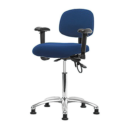 BLUE RIDGE ERGONOMICS Fabric Medium Bench Chair, 21-1/2" to 29", Adjustable Arms, Blue BR-ESD-FMBCH-CR-T1-A1-NF-EG-ESDBLU