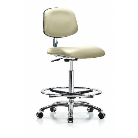 BLUE RIDGE ERGONOMICS Clean Room Chair, Vinyl, 26" to 35-1/2" Height, Adobe White BR-CLR-VHBCH-CR-CF-CC-8501