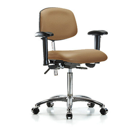 BLUE RIDGE ERGONOMICS Med Bench Chair, Vinyl, Cast, Taupe, CL100, Caster Type: Rolling BR-NCR-VMBCH-CR-T0-A1-NF-CC-8584