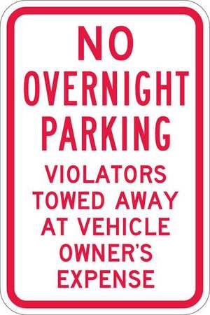 LYLE No Overnight Parking Sign, 18" x 12, T1-1055-EG_12x18 T1-1055-EG_12x18