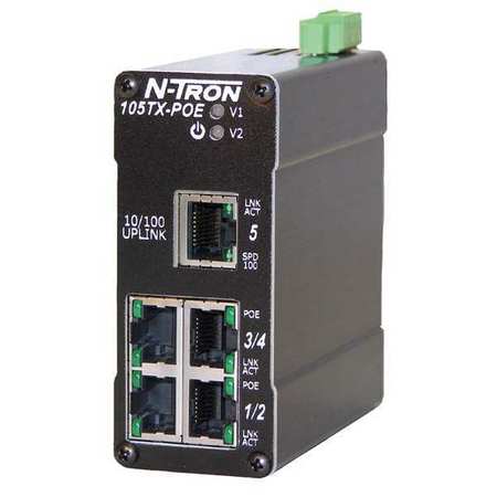 Red Lion Controls Ethernet Switch, 5 Port Power Over 105TX-POE