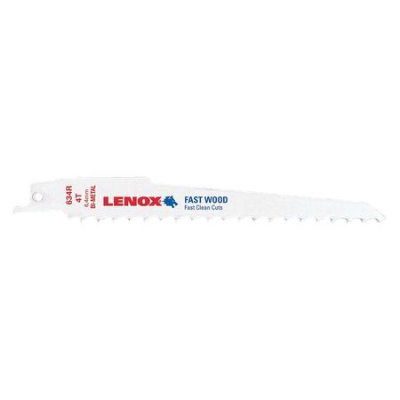 LENOX 6" L x 4 TPI Nail Embedded Wood Cutting Bi-metal Reciprocating Saw Blade, 5 PK 20575634R