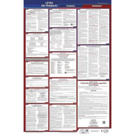 JJ KELLER Labor Law Poster, Fed/STA, VT, SP, 26inH, 1yr 400-VT-1