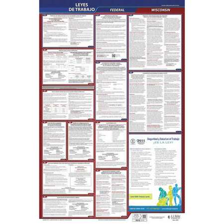 JJ KELLER Labor Law Poster, Fed/STA, WI, SP, 26inH, 3yr 400-WI-3