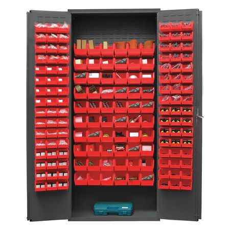 DURHAM MFG Extra-Heavy Duty Bin Cabinet, 36 in W, 84 in H, 18" D, 156 Bins 3603-156B-1795