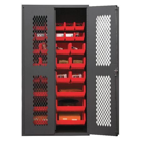 DURHAM MFG Extra-Heavy Duty Bin Cabinet, 36 in W, 72 in H, 24" D, 30 Bins EMDC-362472-30B-1795