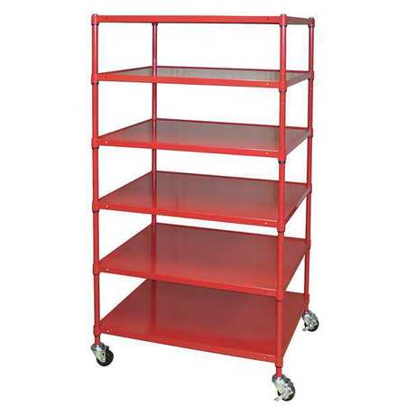 Zoro Select Mobile Metal Shelving Unit, 24"D x 36"W x 67"H, 6 Shelves, Steel 36G524