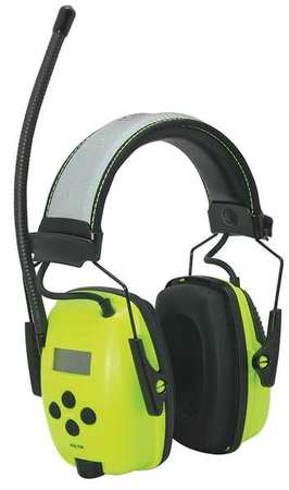 HONEYWELL HOWARD LEIGHT Over-the-Head Electronic Ear Muffs, 25 dB, Sync Radio, Green 1030390