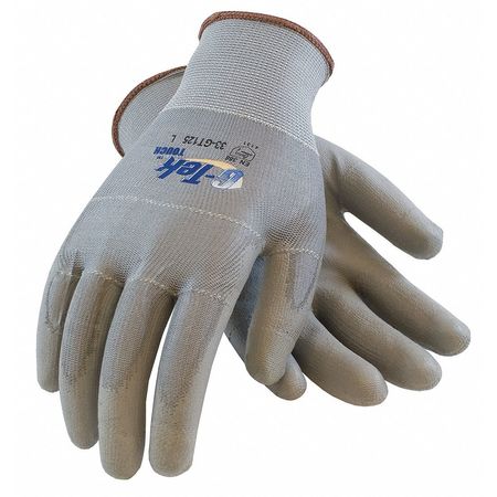 PIP Polyurethane Coated Gloves, Palm Coverage, Gray, L, 12PK 33-GT125/L