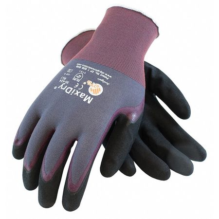 PIP Foam Nitrile Coated Gloves, Palm Coverage, Purple/Black, L, 12PK 56-424/L