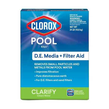 Clorox Pool & Spa Filter Aid, For D.E. and Sand Filters, Box, 24 lbs, Granular, Fragrance Free 50124CLX