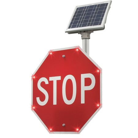 BLINKERSIGNS Blinkersign, R1-1, 24in, Stop, DG3, Red, Solar 2180-00235