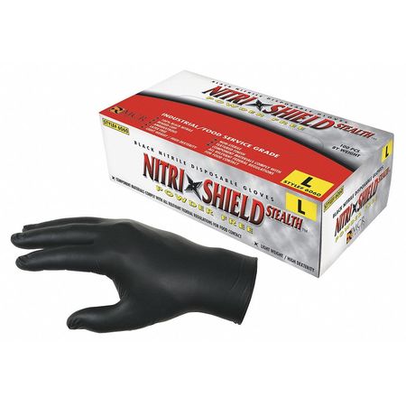 MCR SAFETY Disposable Industrial/Food Grade Gloves, Nitrile, Powder Free Black, XL, 100 PK 6060XL