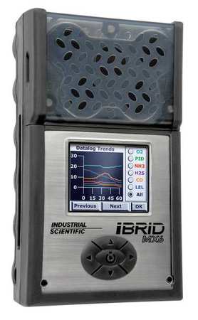 INDUSTRIAL SCIENTIFIC Multi-Gas Detector, 36 hr Battery Life, Black MX6-K603Q201