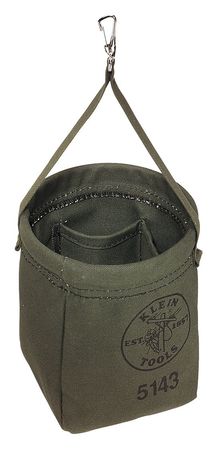 Klein Tools Bag/Tote, Bucket Bag, Green, Canvas, 2 Pockets 5143
